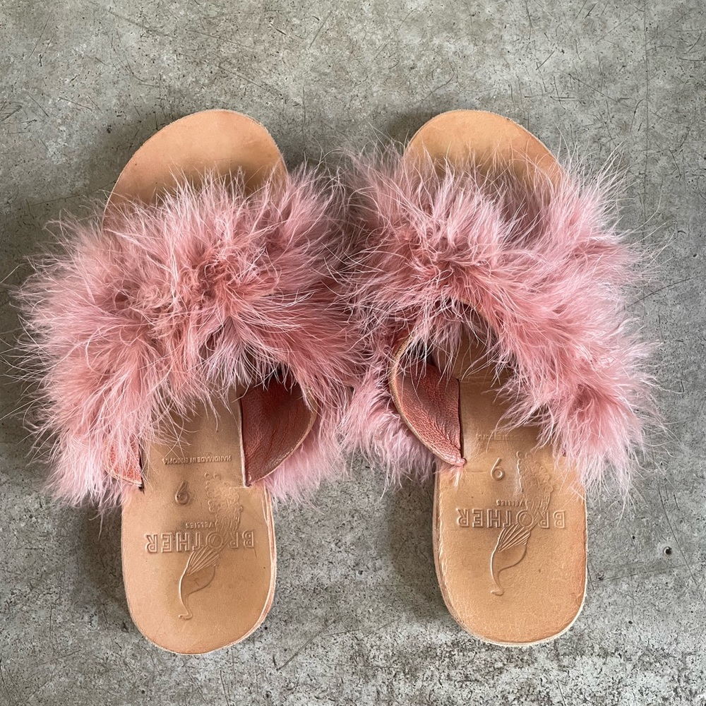Brother Vellies Marabou Sandals